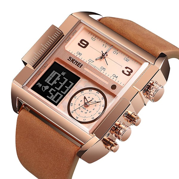 Skmei 3-tids Multi Funktions Digital Ur Relojes Sport Skmei 3atm Vandtæt Rose gold- brown