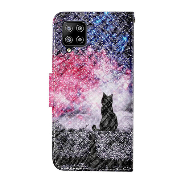 Fargerikt mønstertrykk PU-lær telefonstativ deksel med stropp for Samsung Galaxy A12 Multicolor Style I