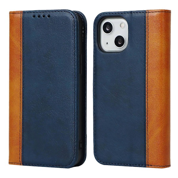 PU-läderfodral för iPhone 15 Plus, tvåfärgad skarvning, anti-repor, stativ, plånboksfodral Multicolor Style A