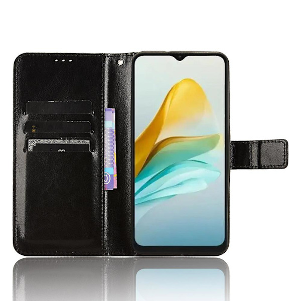 För Zte Blade A53 Pro Case Läder Cover Med Plånboksställ Black