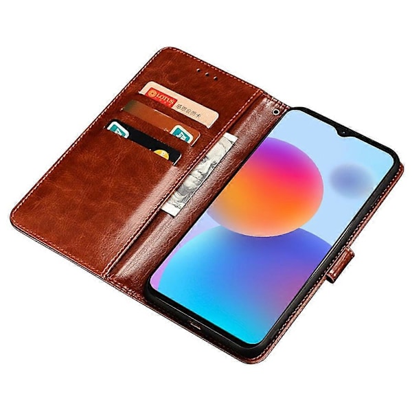 IDEWEI Folio Flip Læder Wallet Case med Crazy Horse Tekstur til ZTE Blade V50 Design 4G Multicolor Sky Blue