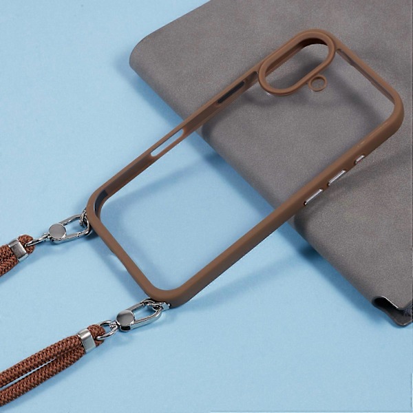 For iPhone 16 Deksel TPU+PC Krystallklar Bakside med Lanyard Multicolor Style D