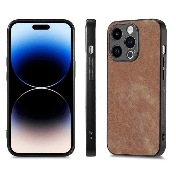 Stødsikkert slankt retro lædercover til iPhone 15 Pro Max - Grøn Multicolor Brown