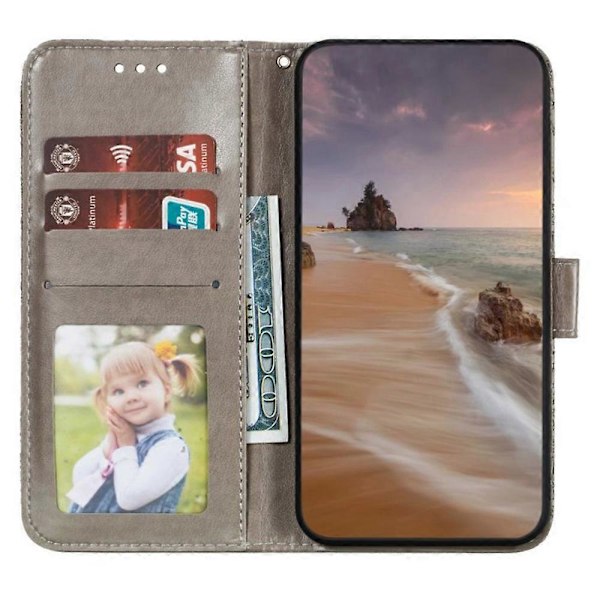 OnePlus Ace 3 5G -kotelo pitsikukkainen PU-nahkainen lompakkokotelo - Multicolor Grey
