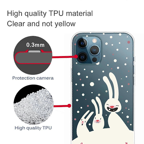 iPhone 16 Pro -kuori, jouluaiheinen pehmeä TPU-puhelinkuori - Orava Multicolor Rabbits