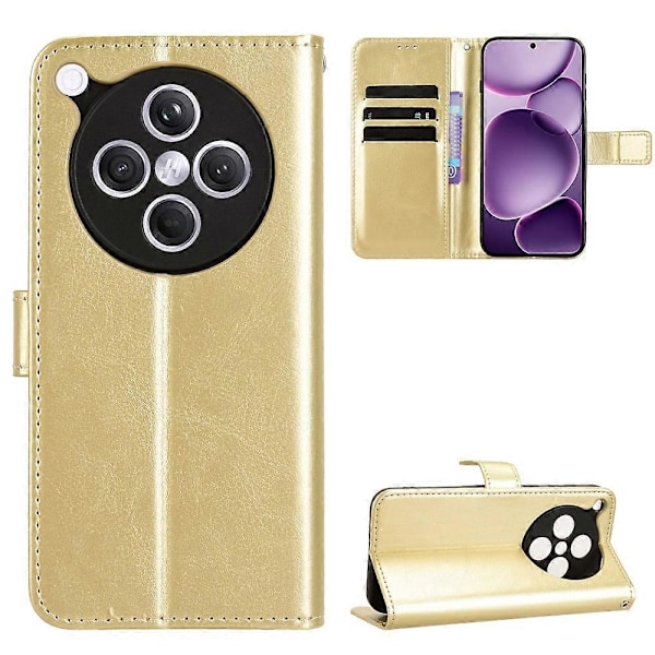 PU-lærveske med stropp og Crazy Horse-tekstur for Oppo Find X8s+ 5G Multicolor Gold