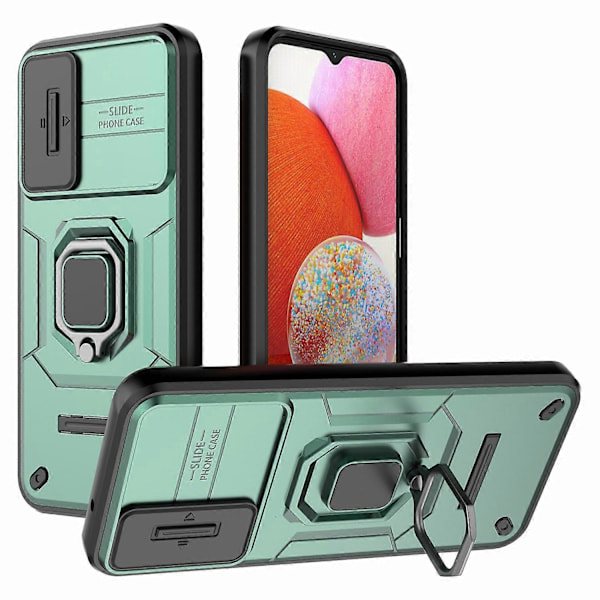 Baksida Skal för Samsung Galaxy A14 5G/A14 4G PC+TPU Telefonfodral Skjutbart Linsskydd Ställ Multicolor Style C