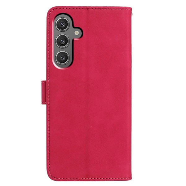 Til Samsung Galaxy A25 5G Etui Sommerfugl Blomst Præget PU Læder Pung Stativ Telefon Cover Multicolor Rose
