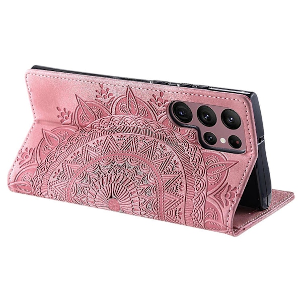 Magnetiskt Självstängande Läderfodral för Samsung Galaxy S24 Ultra - Grå Multicolor Rose Gold