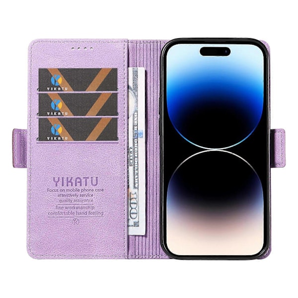 YIKATU YK-005 PU Läder Telefonfodral för iPhone 15 Pro Max, Hudvänligt Stötsäkert Plånboksfodral med Ställ Multicolor Style B