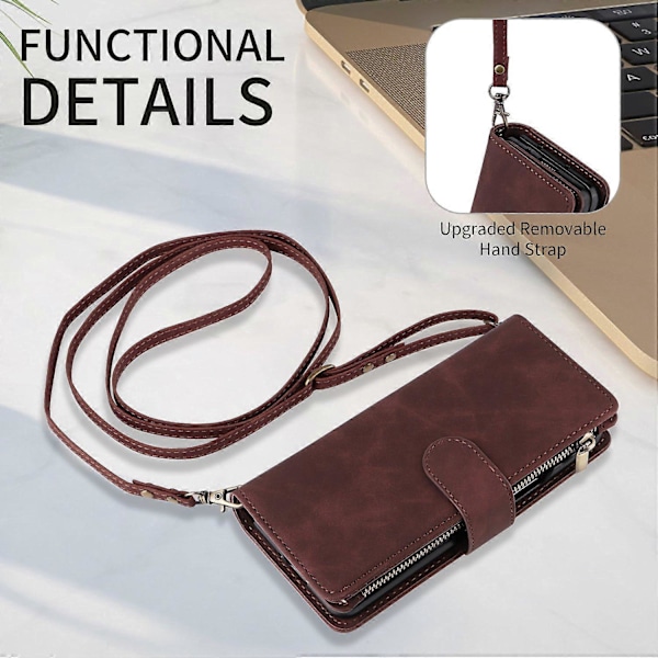 Fodral för Samsung Galaxy Z Fold6 5G med dragkedjeficka, läderfodral med axelrem Multicolor Style A