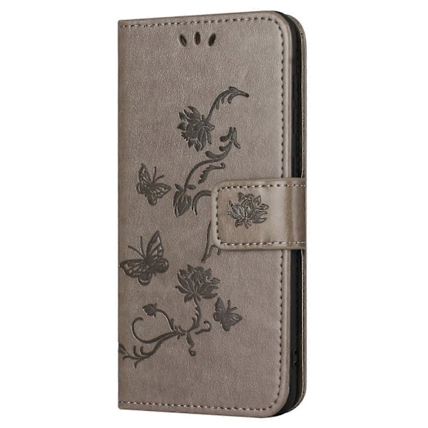 PU Læder Wallet Telefon Cover med Sommerfugl Blomsterprint og Støttefunktion til Samsung Galaxy S23 FE Multicolor Style F