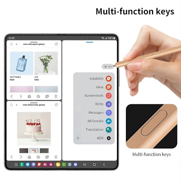 Type C -sylinterikynä Samsung Galaxy Z Fold6 5G/Z Fold5 5G/Z Fold4 5G/Z Fold3 5G -puhelimille, sähkömagneettinen Multicolor Style B