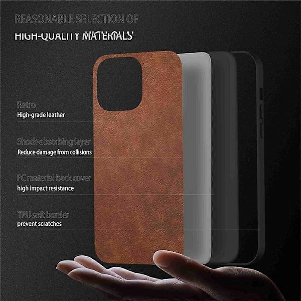 Mobilskal för iPhone 15 Pro Max Fodral PU Läderbelagd TPU+PC Smartphone Skal Multicolor Style D
