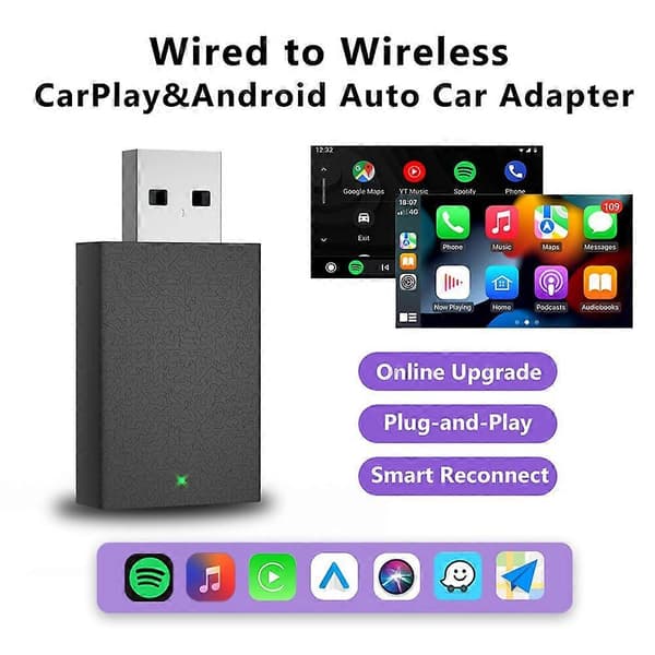 PL1 PRO Plug and Play Android Auto CarPlay -sovitin, langallisesta langattomaan, mini-muunnos