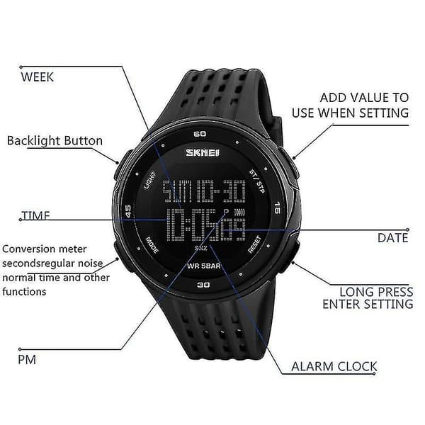 Skmei 1219 Men Multi-function Electronic Watch Blue Black
