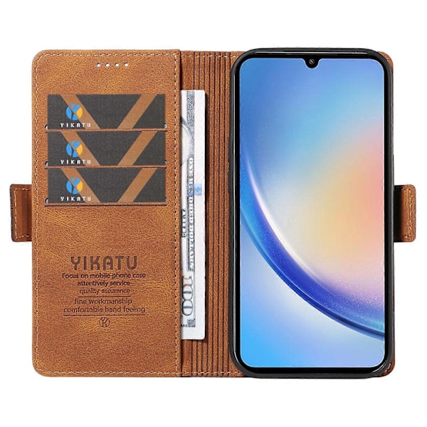 YIKATU YK-005 For Samsung Galaxy A34 5G Hud-følelse Telefon Deksel Stativ Shell PU Lær Lommebok Multicolor Style C