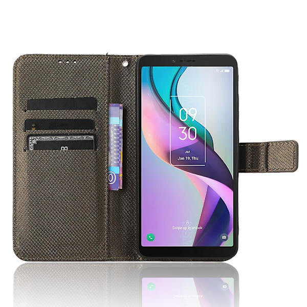 För Tcl Ion X Diamond Texture Läder Phone Case anti-scratch Cover Brown