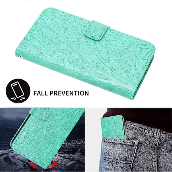 Til Samsung Galaxy A32 4G (EU Version) Etui Træ Fugl Prægning Læder Wallet Stand Cover Multicolor Style B