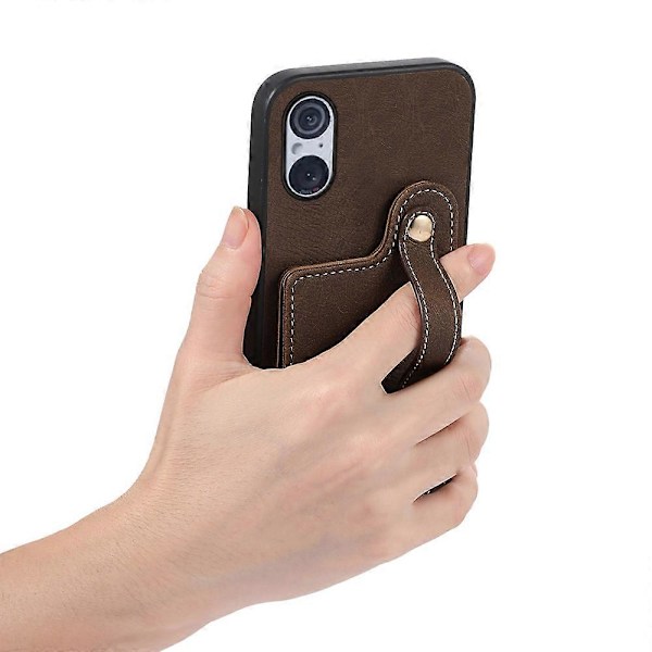Style 03 Kickstand -suojakotelo Sony Xperia 5 V -puhelimelle, PU-nahka+TPU+PC pyörivä korttipidike puhelinkotelo Multicolor Style B