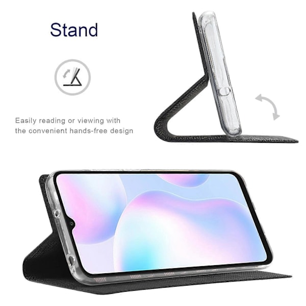VILI DMX -sarjan korttipidike, nahkainen suojakotelo jalustalla Xiaomi Redmi Note 10 5G/Poco -puhelimelle