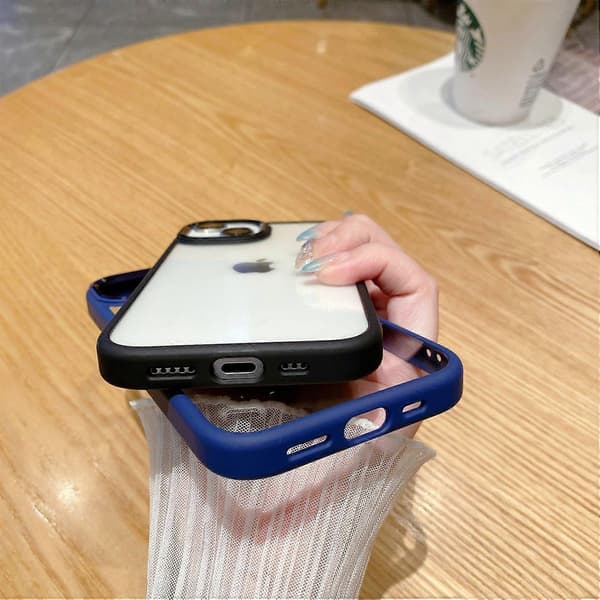For iPhone 14 Deksel Mobiltelefon Shell Støtsikker Metall+TPU+PC Deksel Multicolor Style C