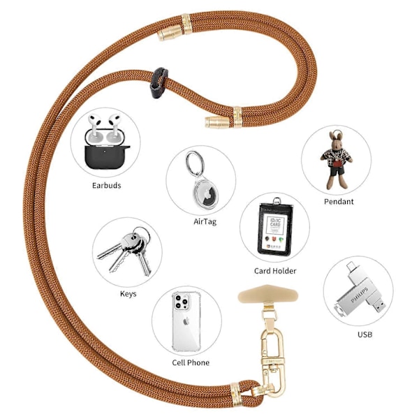LEEU DESIGN 120cm Smartphone Skulderstropp med Metallfeste, Justerbar Mobiltelefon Lanyard Multicolor Style E