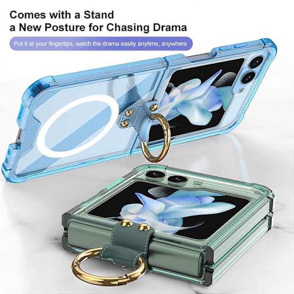 GKK Til Samsung Galaxy Z Flip5 5G Støtteben Telefon Cover Airbag TPU Magnetisk Cover Multicolor Style E