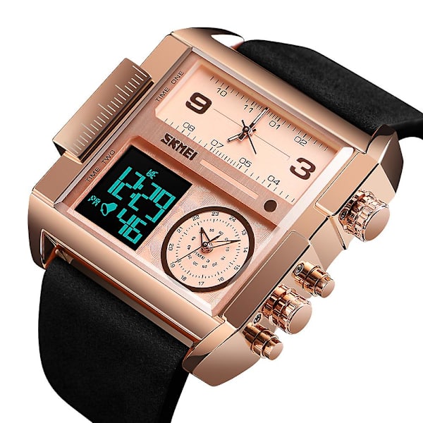 Skmei 3-tids Multi Funktions Digital Ur Relojes Sport Skmei 3atm Vandtæt Silver- coffee