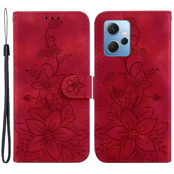 Plånboksfodral för Xiaomi Redmi Note 12 4G Stativ PU Läder Präglat Liljablomma Telefonskal Multicolor Style F