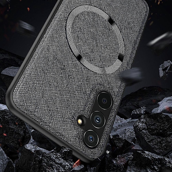 Magnetisk telefoncover til Samsung Galaxy A14 5G/A14 4G med krydsmønstret læderbelagt TPU Multicolor Style D