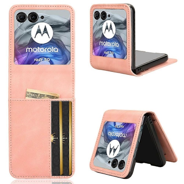 Motorola Razr 50 5G/Razr 2024 5G -puhelimen kotelo, irrotettava muotoilu, korttipaikka, nahka+PC-puhelinkuori Multicolor Style A
