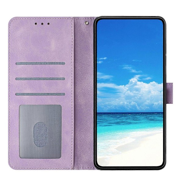 Plånboksfodral för iPhone 16e Rosmönster Präglat Läder Flip Ställ Telefonskal Multicolor Light Purple