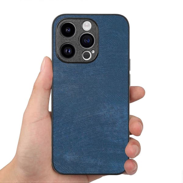 Stødsikkert slankt retro lædercover til iPhone 15 Pro Max - Grøn Multicolor Blue