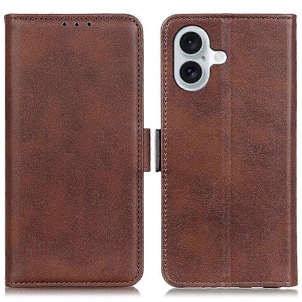 iPhone 16 Plus -kotelo PU-nahkainen lompakkokotelo sivumagneettilukolla - Musta Multicolor Brown