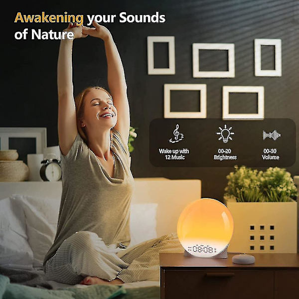 Sunrise Alarm Clock, Wake Up Light Med Sängshaker, Fm Klockradio Med Sunrise Simulering