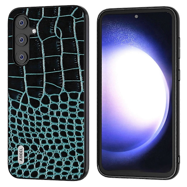 För Samsung Galaxy S23 FE Krokodiltextur Äkta Läder+PC+TPU Telefonfodral Stöttåligt Skydd Multicolor Style C