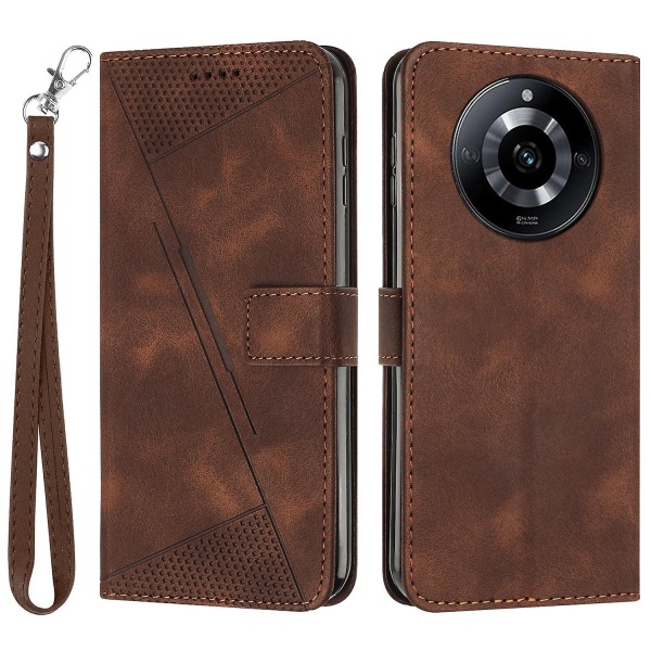 Cover för Realme 11 Pro 5g/11 Pro+ 5g, Imprint Plånbok Vikbart ställ Phone case med rem Brown