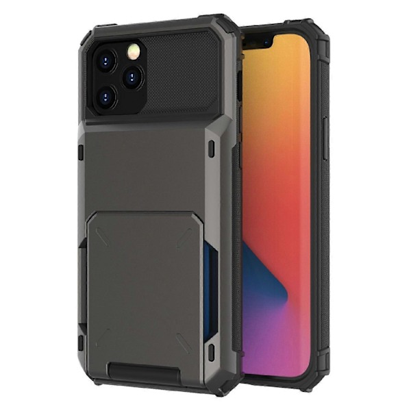 Flip Design Kortholder TPU+PC Hybrid Cover Stødsikkert Cover til iPhone 13 Pro 6.1 tommer