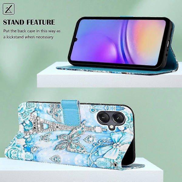 YB Pattern Printing Leather Series-4 Samsung Galaxy A15 4G -kotelo PU-nahkainen puhelinlompakkokotelo Multicolor Style B