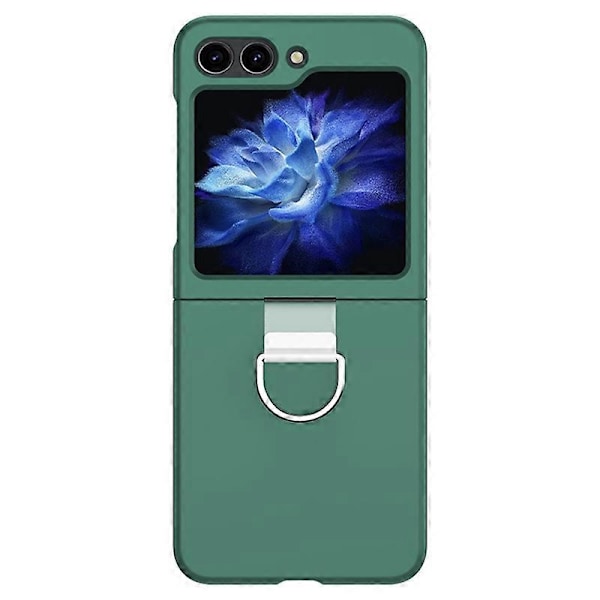 För Samsung Galaxy Z Flip5 5G Hårt PC Skinn-touch Telefonfodral Metallringhållare Anti-Slip Skydd Multicolor Style E