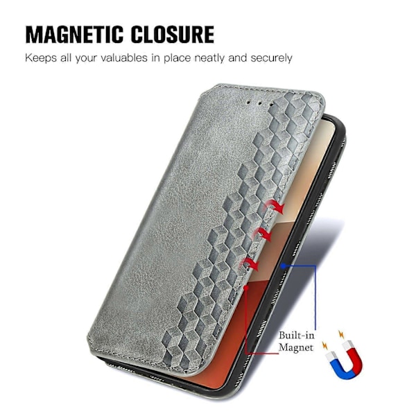 Xiaomi Redmi Note 13 5G Magneettinen Puhelinkotelo Pudotussuoja Nahkainen Korttipaikkojen Kansio Multicolor Style E