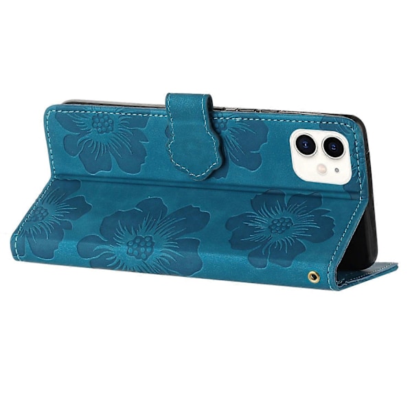 Blomsterpræget PU læder standpung cover til iPhone 11 mobiltelefon etui Multicolor Style A