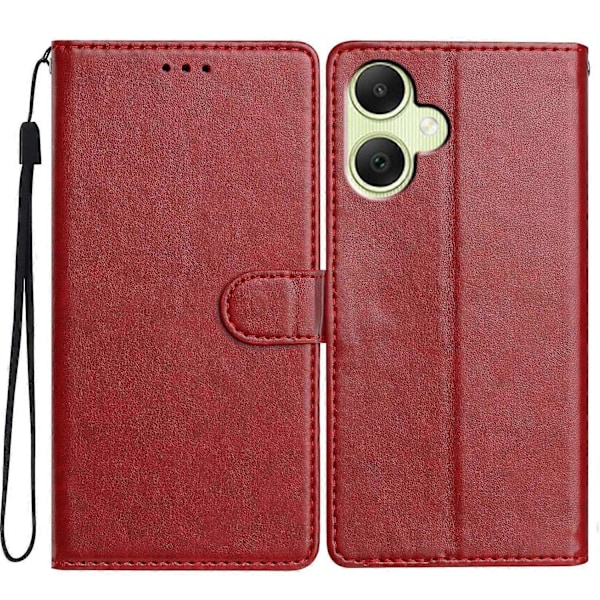 Samsung Galaxy A05 4G Nahkainen Puhelinkotelo Lompakko Jalustalla ja Kätevällä Hihnalla - Vihreä Multicolor Red