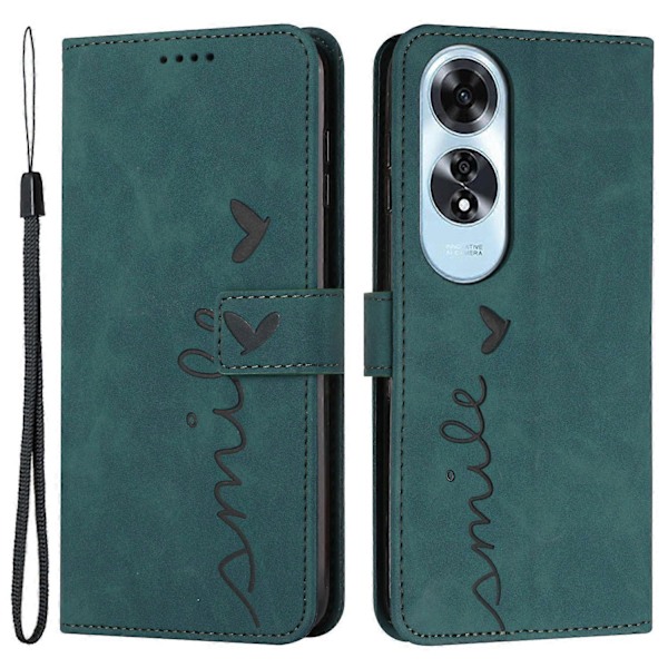 Til Oppo A60 4G Etui Hjertepræget PU Læder Wallet Telefon Cover med Rem Multicolor Style E
