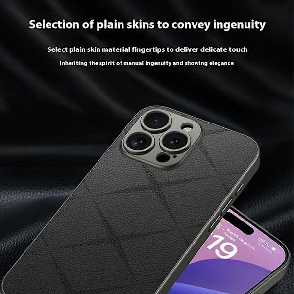 GKK iPhone 16 Pro -kotelo, tekstuuroitu PU-nahkapäällysteinen TPU+PC sormenjälkiä hylkivä puhelinkotelo - Harmaa Multicolor Titanium Grey