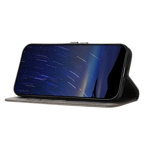 Til Samsung Galaxy S25 Edge Etui Glad Kat Mønster Præget Læder Wallet Telefon Cover Multicolor Grey
