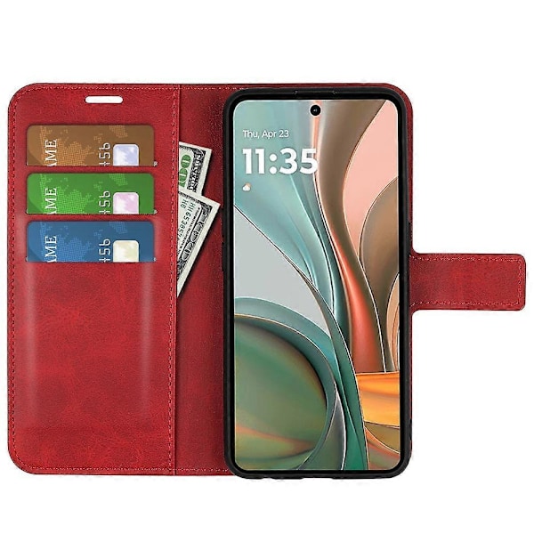 Til Motorola Moto G75 5G Stand Case Anti-Scratch Kalvetekstur Læder Telefon Cover Multicolor Style C