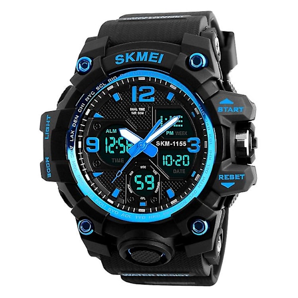 Skmei 1155b multifunktionell män utomhussport Noctilucent vattentät watch med stor urtavla Blue