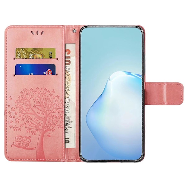 Til Samsung Galaxy A15 5G Etui Ugle Træ Præget Læder Flip Telefon Cover med Pung Multicolor Style C